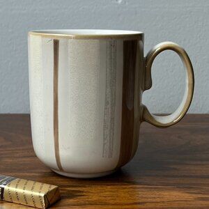 Denby Truffle Layers Mug Coffee Beaker Stoneware Brown Tan Cream Striped England